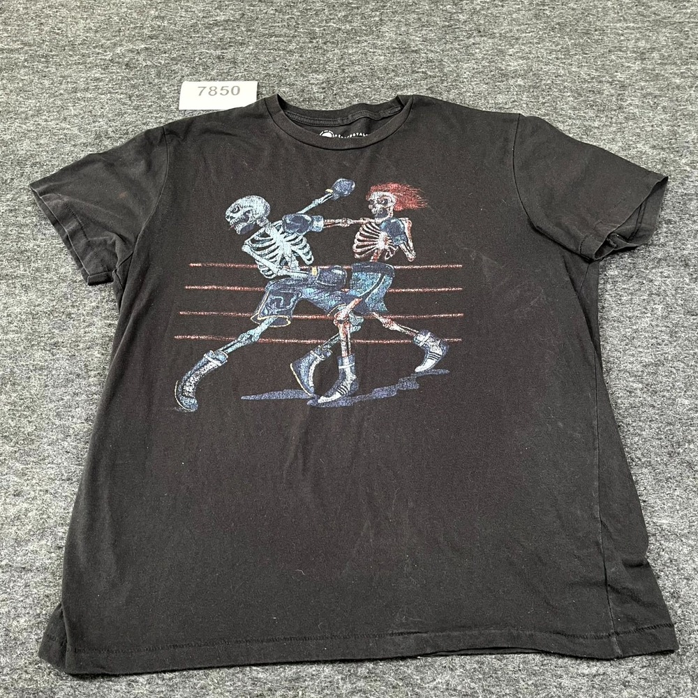 Aeropostale T Shirt Mens XL‎ Black Boxing Skeletons Graphic Print Crew Neck